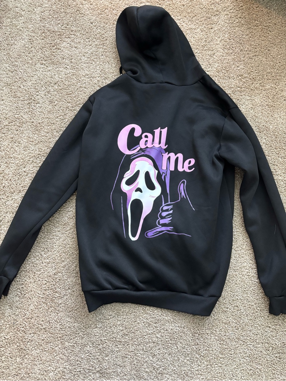 Black Hoodie with 'Call Me' Graphic